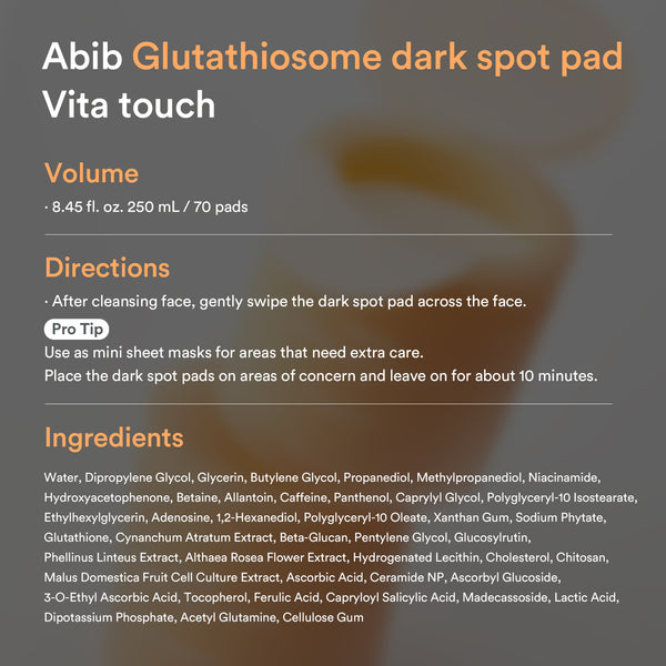 Glutathiosome dark spot pad Vita touch